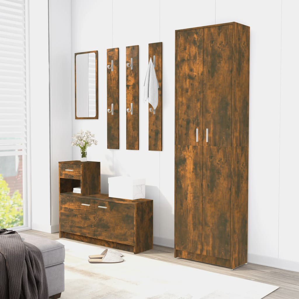 Hallway Wardrobe Smoked Oak 55x25x189 cm Engineered Wood