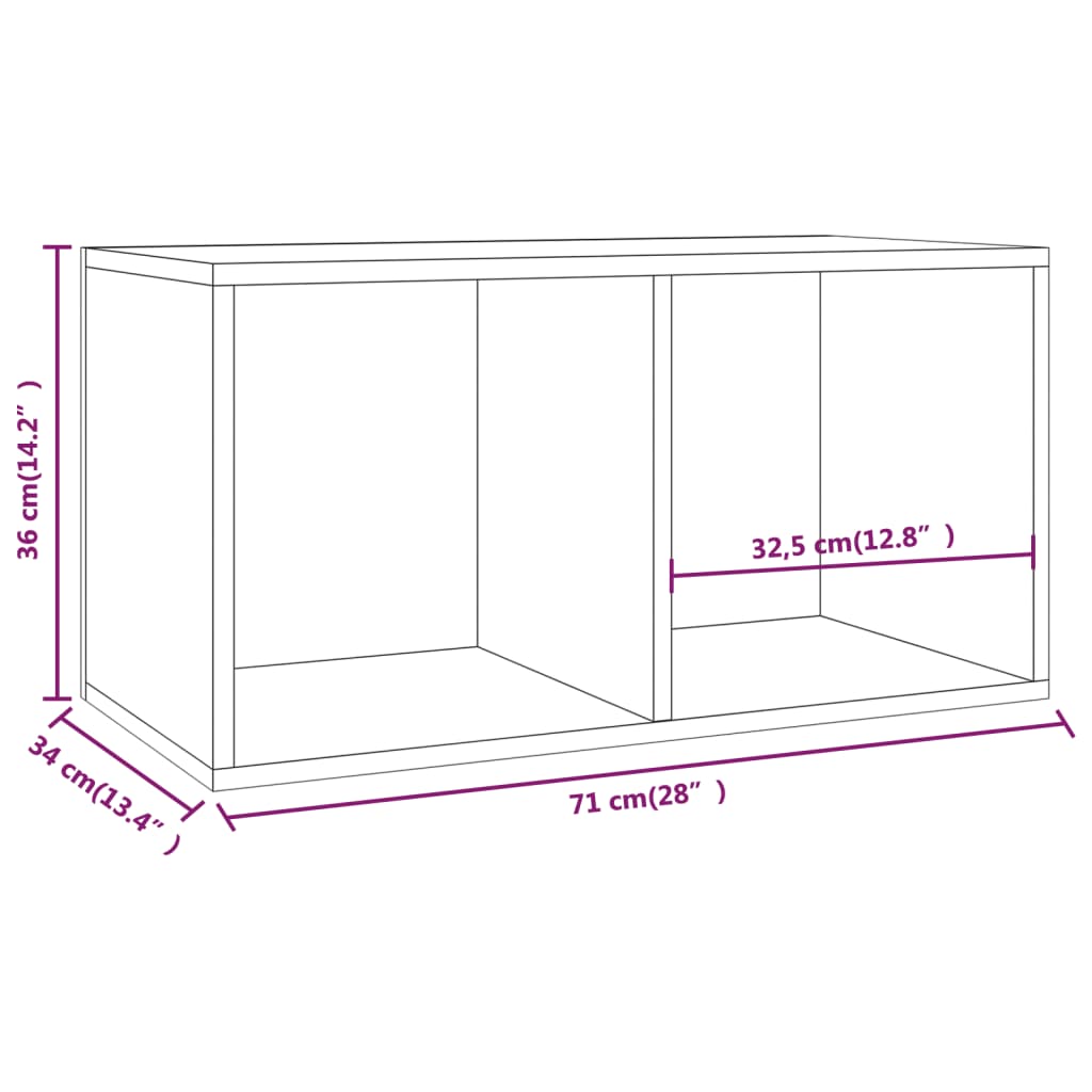 Vinyl Storage Box Grey Sonoma 71x34x36 cm Engineered Wood