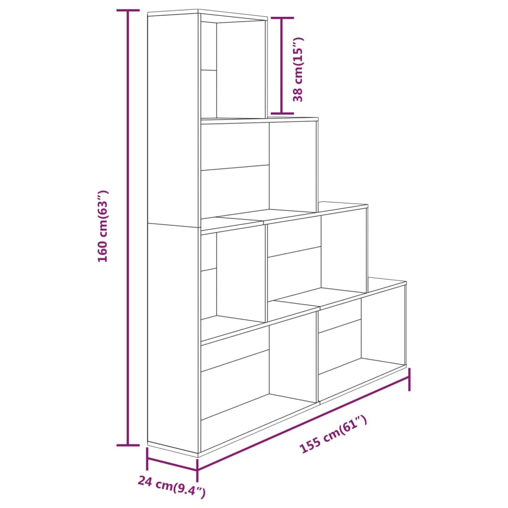 Book Cabinet Smoked Oak 155x24x160 cm