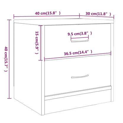 Bedside Cabinets 2 pcs Smoked Oak 40x30x40 cm Engineered Wood