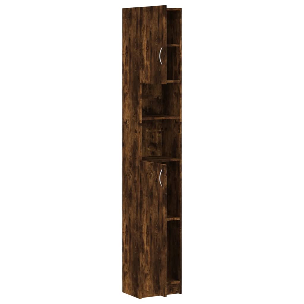 Bathroom Cabinet Smoked Oak 32x25.5x190 cm Engineered Wood