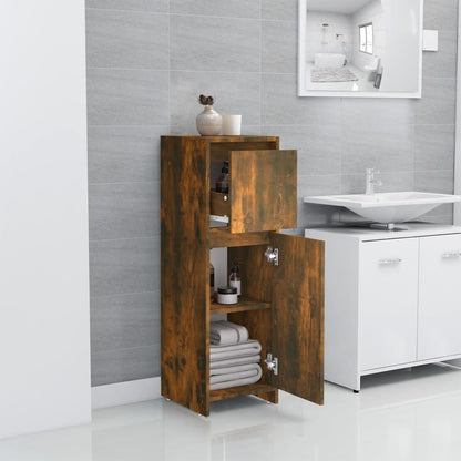 Bathroom Cabinet Smoked Oak 30x30x95 cm Engineered Wood