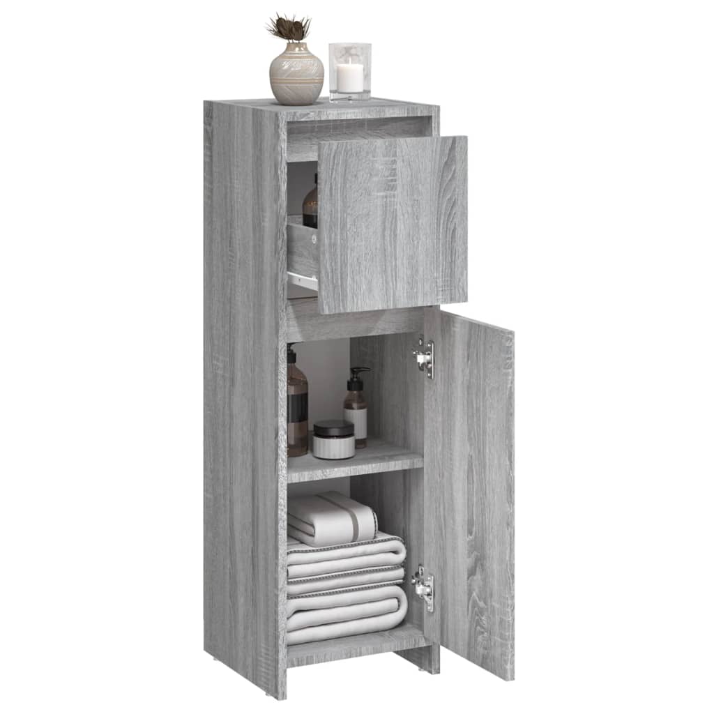 Bathroom Cabinet Grey Sonoma 30x30x95 cm Engineered Wood