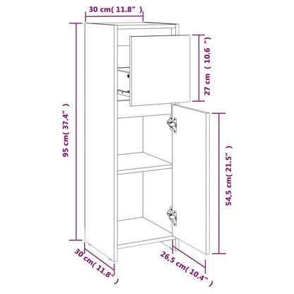 Bathroom Cabinet Brown Oak 30x30x95 cm Engineered Wood