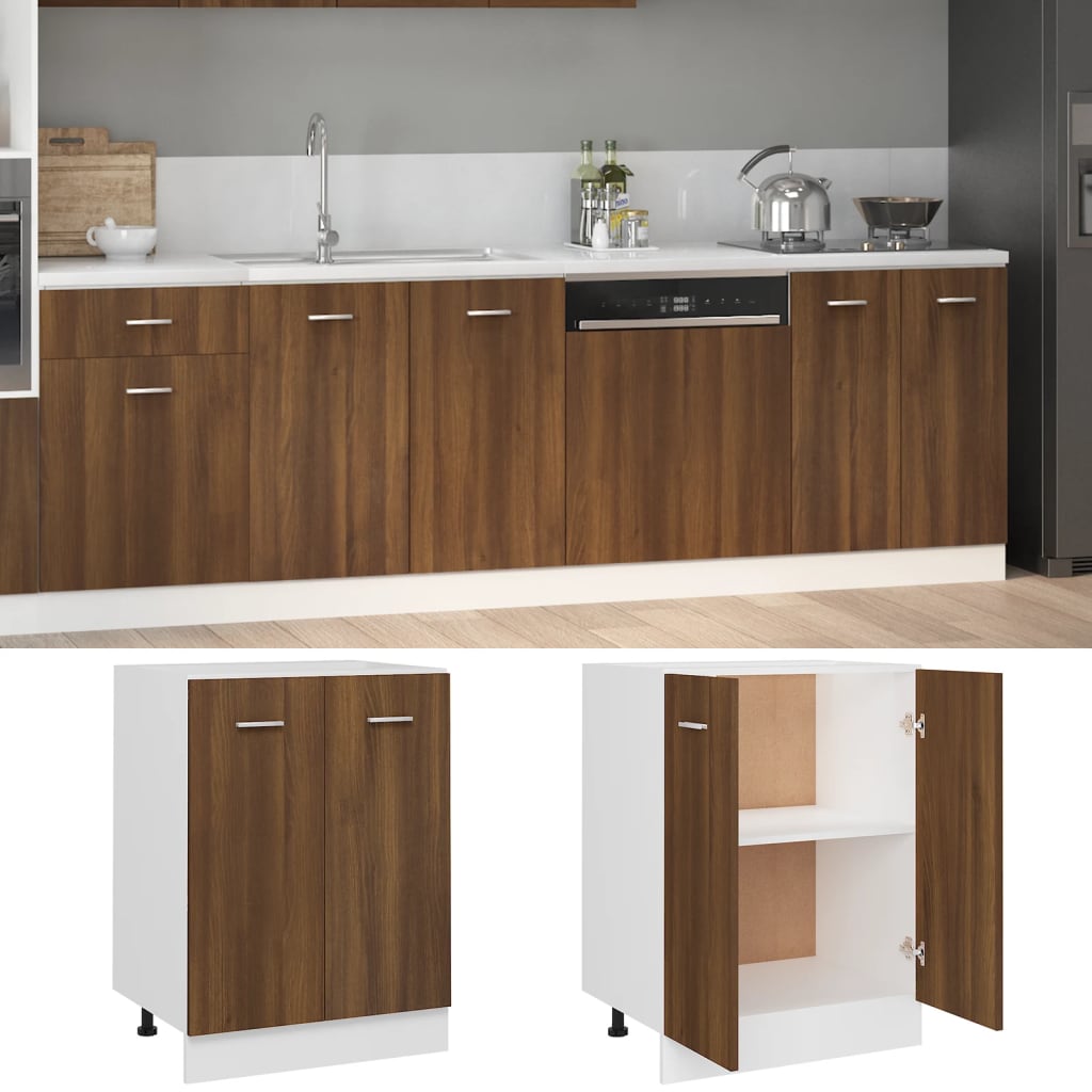 Bottom Cabinet Brown Oak 60x46x81.5 cm Engineered Wood