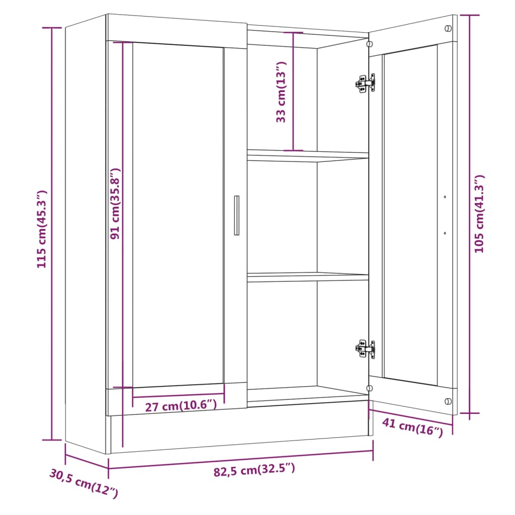 Vitrine Cabinet Smoked Oak 82.5x30.5x115 cm Engineered Wood