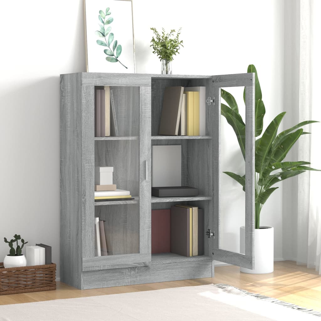 Vitrine Cabinet Grey Sonoma 82.5x30.5x115 cm Engineered Wood