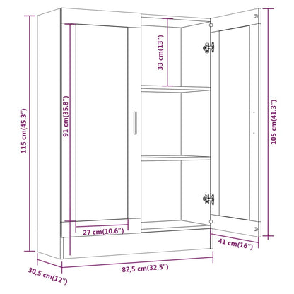 Vitrine Cabinet Grey Sonoma 82.5x30.5x115 cm Engineered Wood