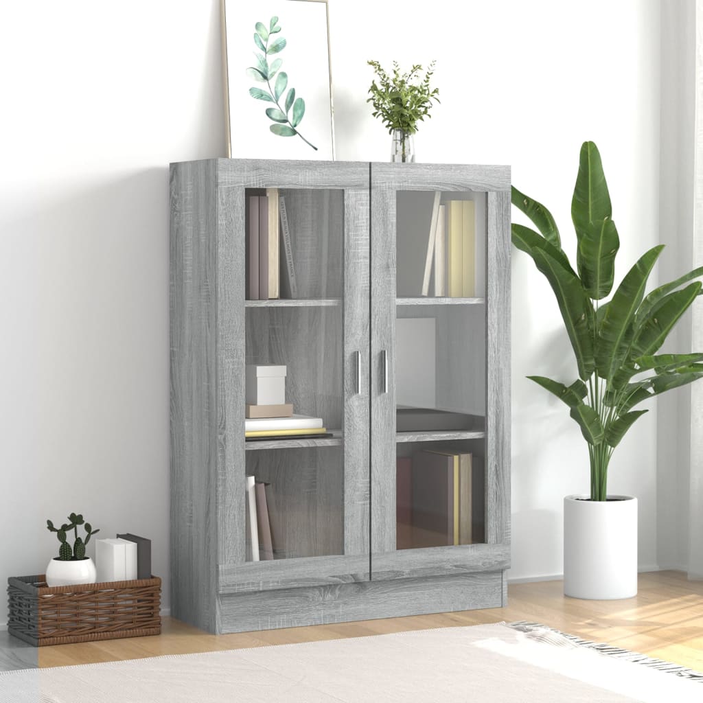 Vitrine Cabinet Grey Sonoma 82.5x30.5x115 cm Engineered Wood