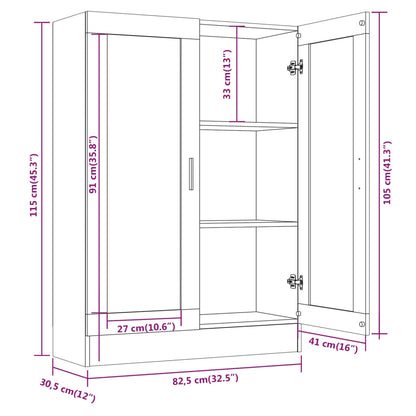 Vitrine Cabinet Brown Oak 82.5x30.5x115 cm Engineered Wood