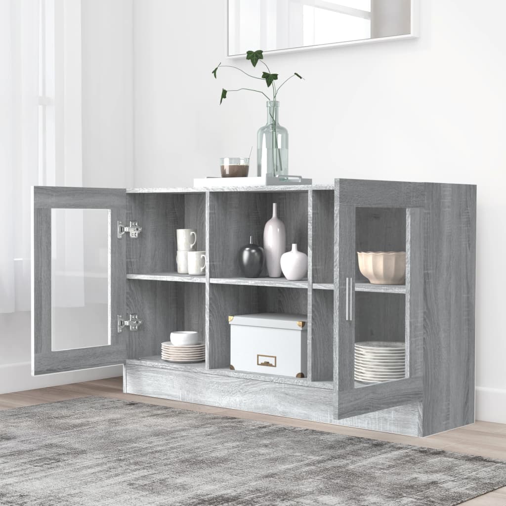 Vitrine Cabinet Grey Sonoma 120x30.5x70 cm Engineered Wood