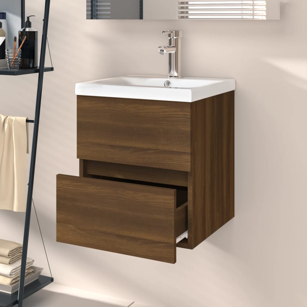 Sink Cabinet Brown Oak 41x38.5x45 cm Engineered Wood