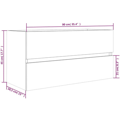 Sink Cabinet Grey Sonoma 90x38.5x45 cm Engineered Wood