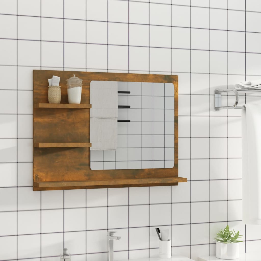 Bathroom Mirror Smoked Oak 60x10.5x45 cm Engineered Wood