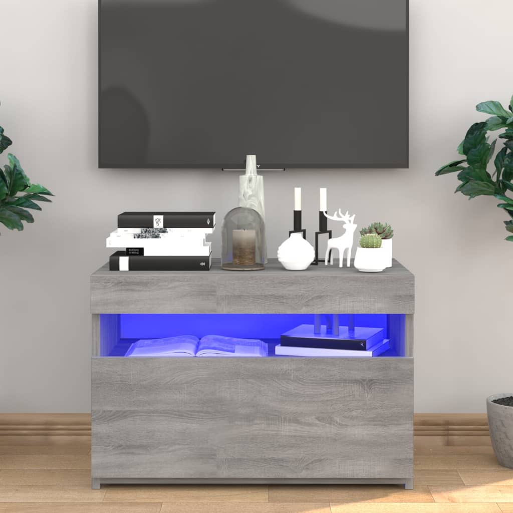 TV Cabinet with LED Lights Grey Sonoma 60x35x40 cm