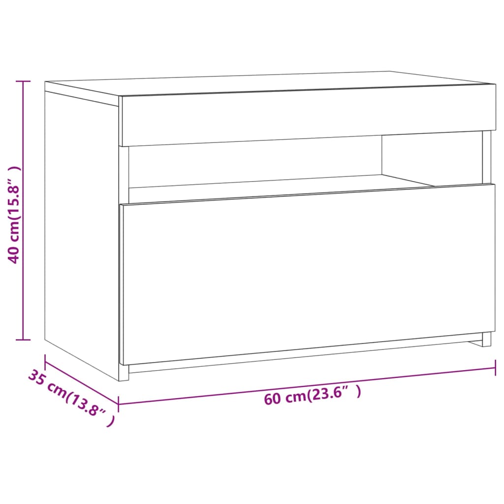 TV Cabinet with LED Lights Grey Sonoma 60x35x40 cm