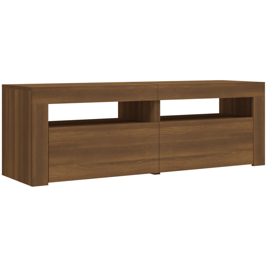 TV Cabinet with LED Lights Brown Oak 120x35x40 cm