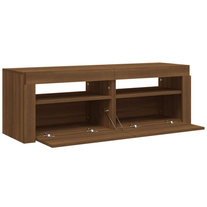 TV Cabinet with LED Lights Brown Oak 120x35x40 cm