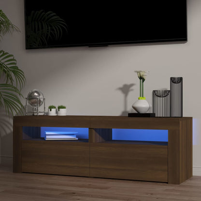 TV Cabinet with LED Lights Brown Oak 120x35x40 cm