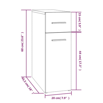 Apothecary Cabinet Smoked Oak 20x45.5x60 cm Engineered Wood