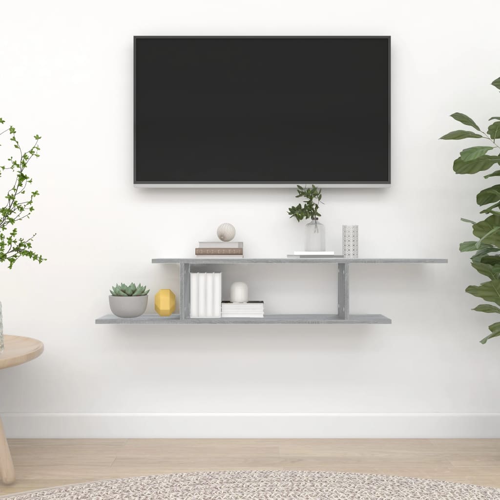 Wall-Mounted TV Shelf Grey Sonoma 125x18x23 cm Engineered Wood