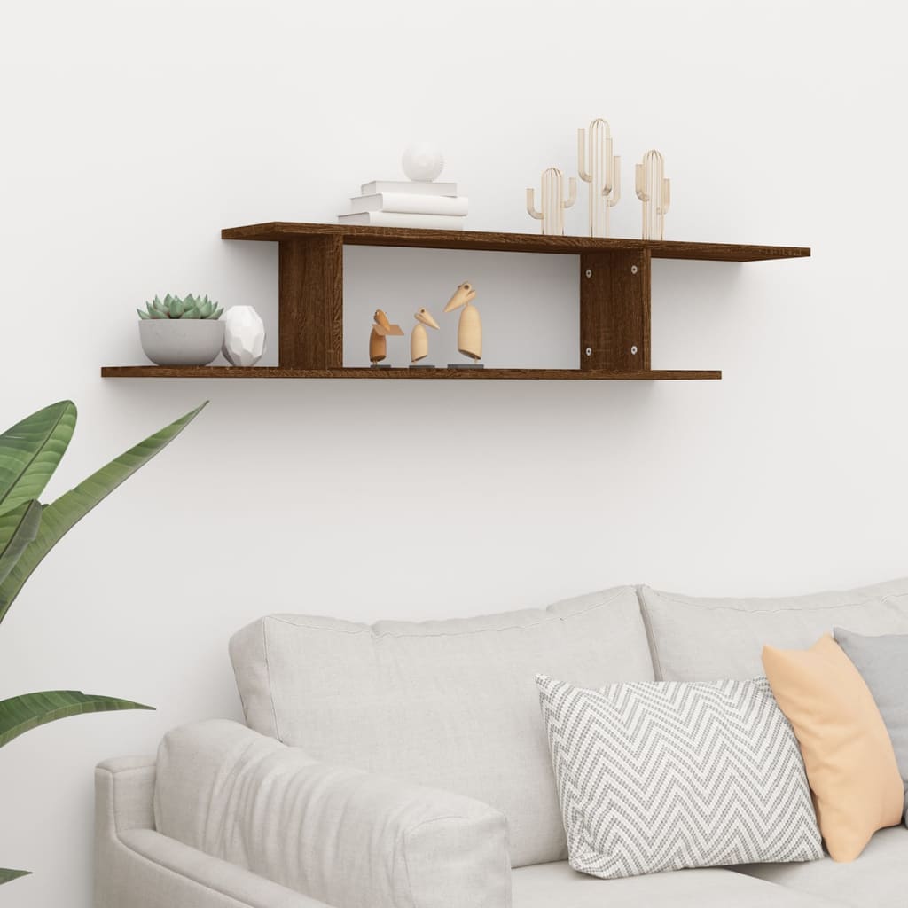 Wall-Mounted TV Shelf Brown Oak 125x18x23 cm Engineered Wood