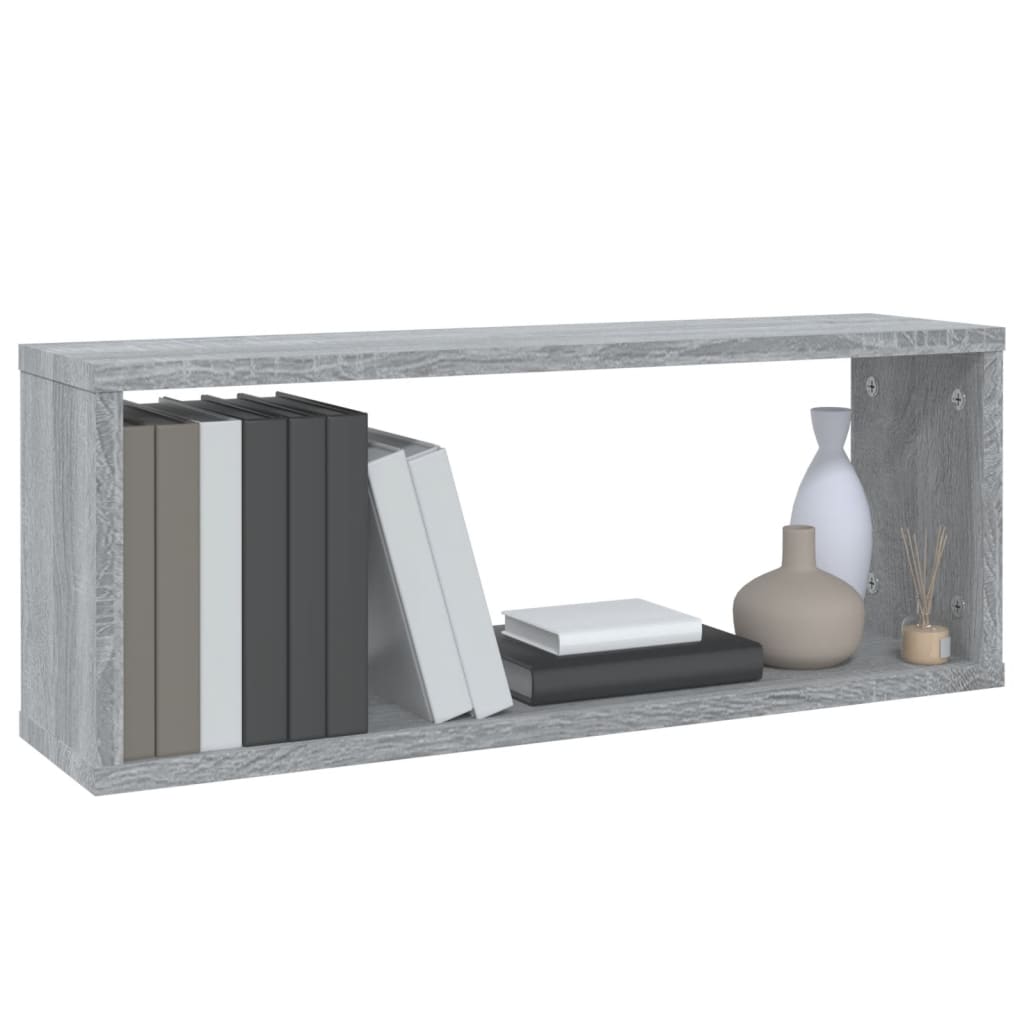 Wall Cube Shelves 4 pcs Grey Sonoma 60x15x23 cm Engineered Wood