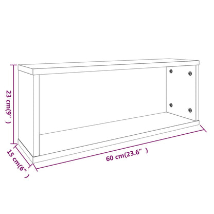 Wall Cube Shelves 4 pcs Grey Sonoma 60x15x23 cm Engineered Wood