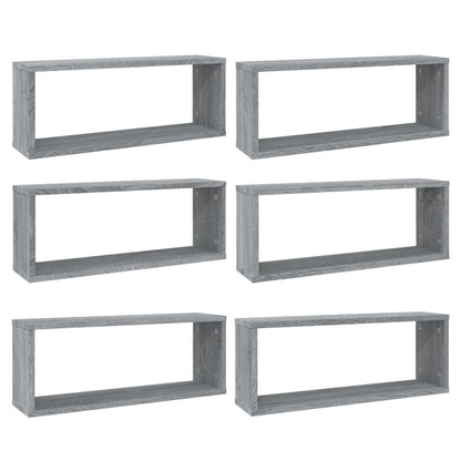 Wall Cube Shelves 6 pcs Grey Sonoma 60x15x23 cm Engineered Wood