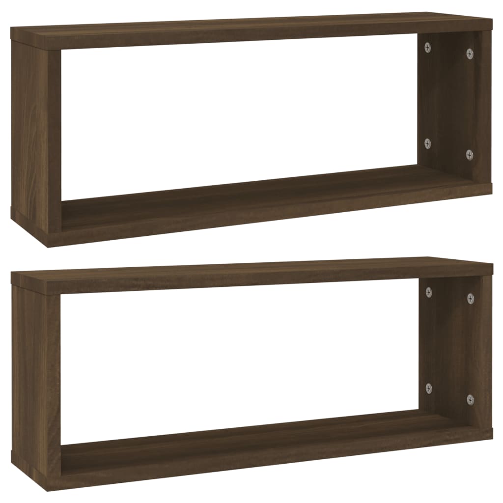 Wall Cube Shelves 2 pcs Brown Oak 60x15x23 cm Engineered Wood