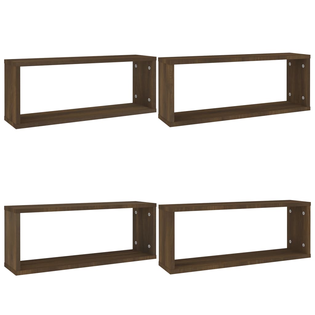 Wall Cube Shelves 4 pcs Brown Oak 60x15x23 cm Engineered Wood