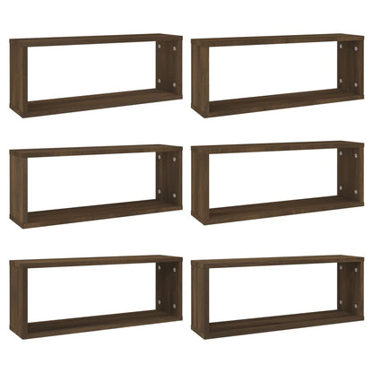 Wall Cube Shelves 6 pcs Brown Oak 60x15x23 cm Engineered Wood