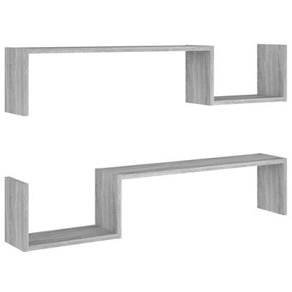 Wall Shelves 2 pcs Grey Sonoma 100x15x20 cm Engineered Wood