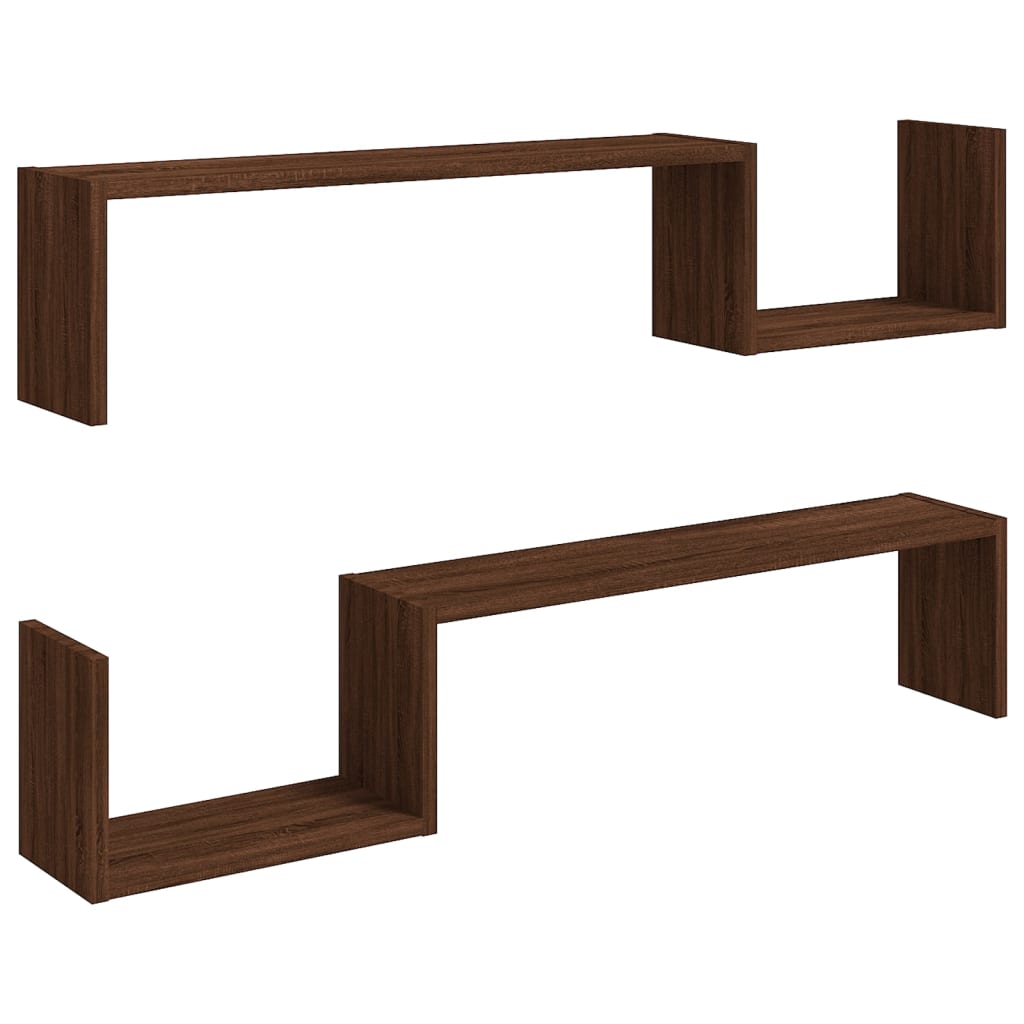 Wall Shelves 2 pcs Brown Oak 100x15x20 cm Engineered Wood