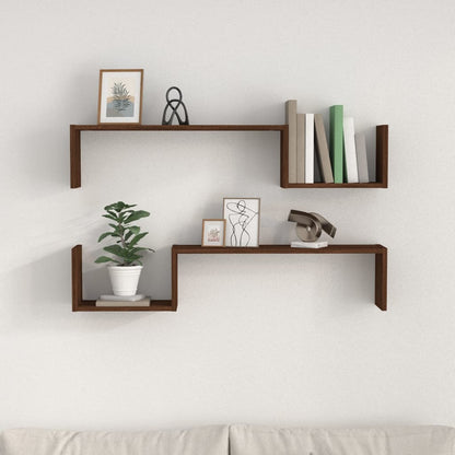 Wall Shelves 2 pcs Brown Oak 100x15x20 cm Engineered Wood