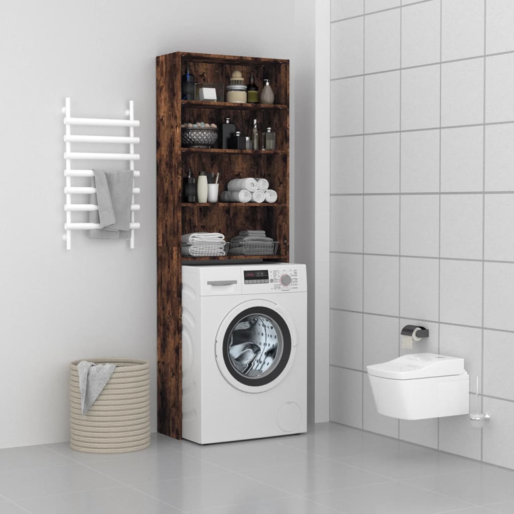 Washing Machine Cabinet Smoked Oak 64x24x190 cm