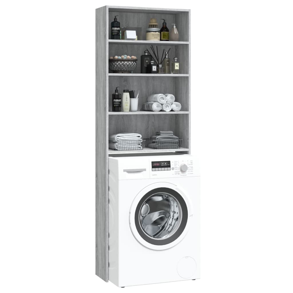 Washing Machine Cabinet Grey Sonoma 64x24x190 cm