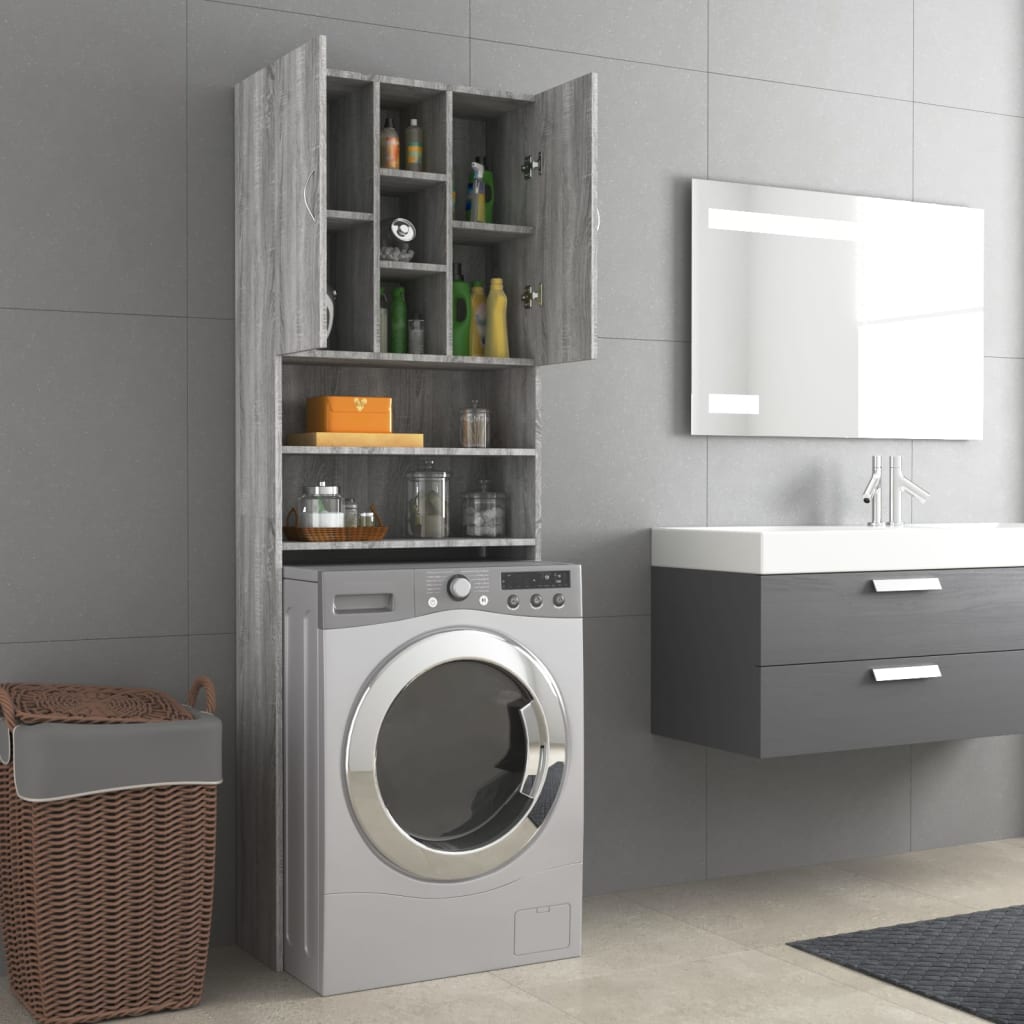 Washing Machine Cabinet Grey Sonoma 64x25.5x190 cm