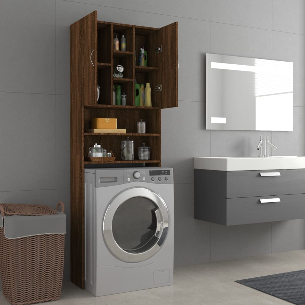 Washing Machine Cabinet Brown Oak 64x25.5x190 cm