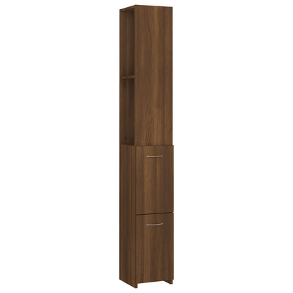 Bathroom Cabinet Brown Oak 25x26.5x170 cm Engineered Wood