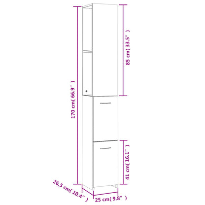 Bathroom Cabinet Brown Oak 25x26.5x170 cm Engineered Wood