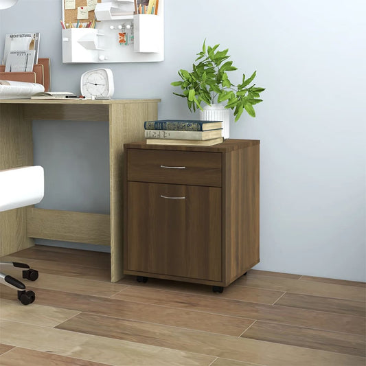 Rolling Cabinet Brown Oak 45x38x54 cm Engineered Wood