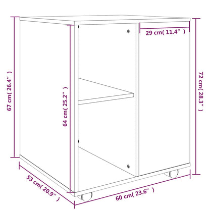 Rolling Cabinet Smoked Oak 60x53x72 cm Engineered Wood