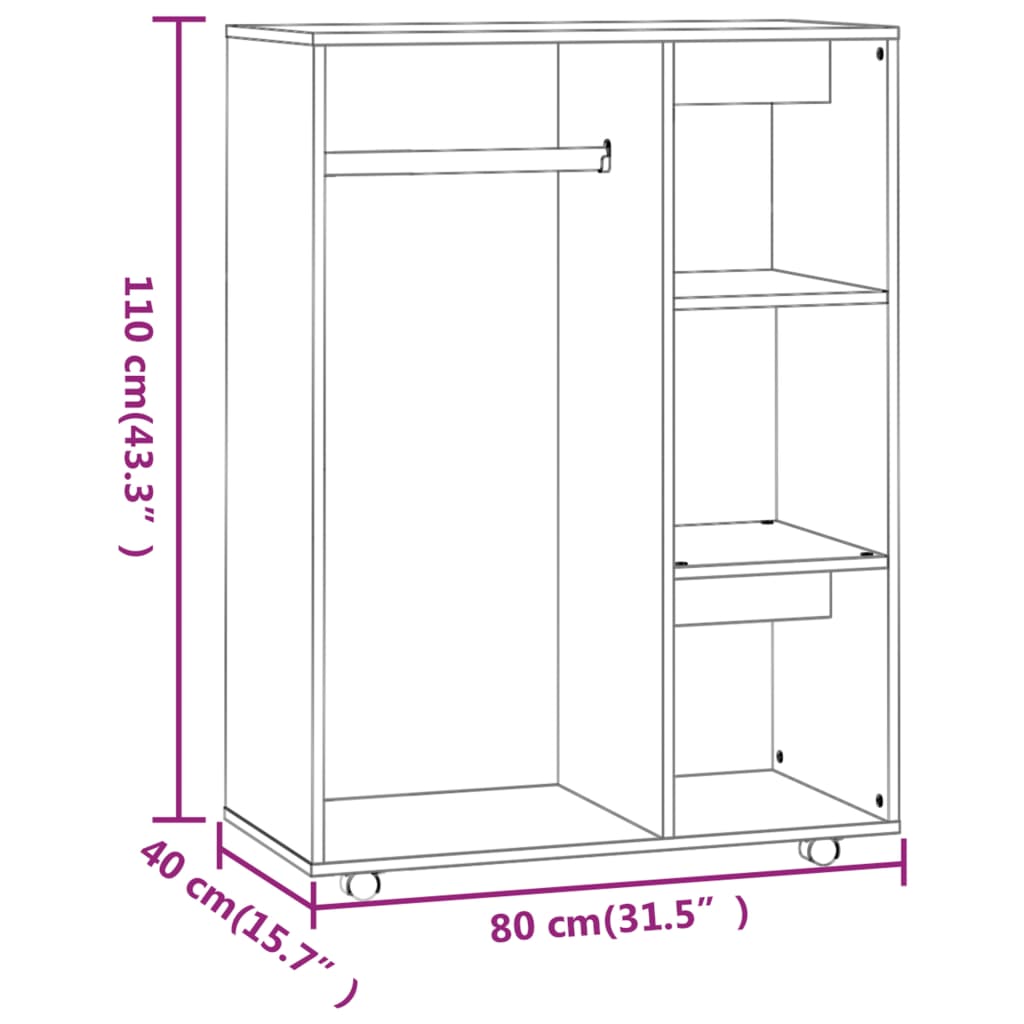 Wardrobe Smoked Oak 80x40x110 cm Engineered Wood