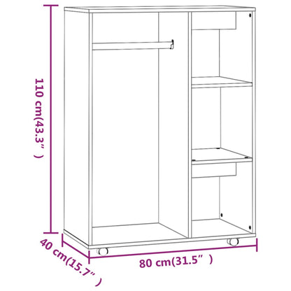 Wardrobe Smoked Oak 80x40x110 cm Engineered Wood