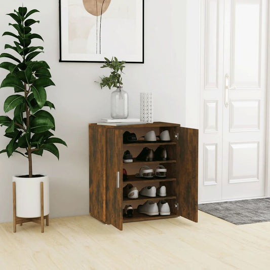 Shoe Cabinet Smoked Oak 60x35x70 cm Engineered Wood