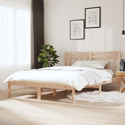 Bed Frame without Mattress Double Solid Wood