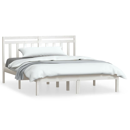 3100570 vidaXL Bed Frame without Mattress White Solid Wood 140x190 cm (809998+814095)