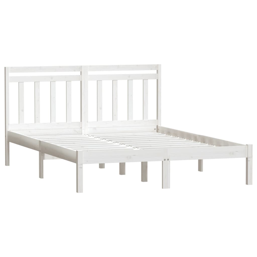 3100570 vidaXL Bed Frame without Mattress White Solid Wood 140x190 cm (809998+814095)