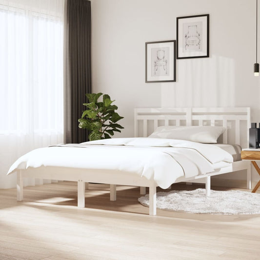 3100570 vidaXL Bed Frame without Mattress White Solid Wood 140x190 cm (809998+814095)